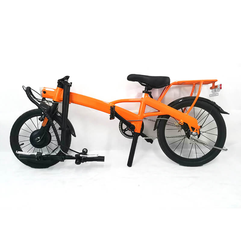 TDR12Z 18 inch mini light weight electric folding bicycle with hidden battery orange color